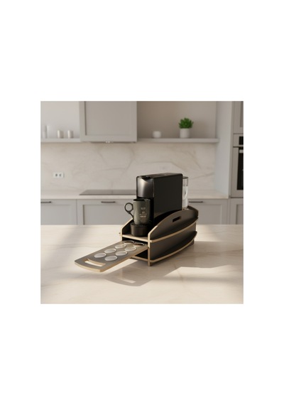Nespresso Kapsül Standı Ve Çekmecesi Kahve Makinesi Altlığı, Kapsül Düzenleyici Organizer 20x38x15 Cm Antrasit