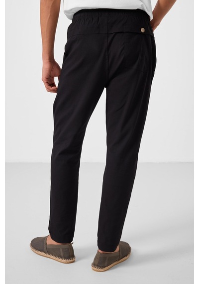 Tommylife Siyah Standart Fit Dokuma Hafif Esnek Chino Erkek Pantolon - 82179 Siyah