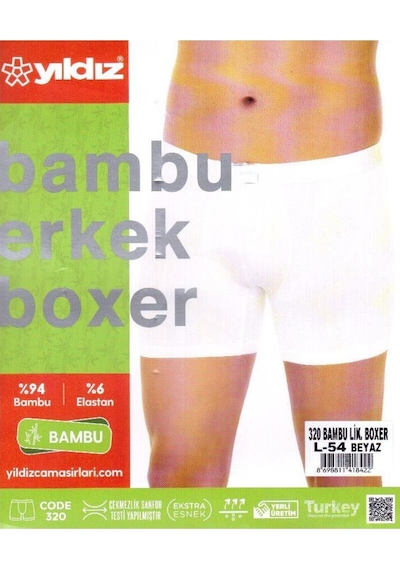 Yıldız 3'lü Beyaz Bambu Erkek Boxer 320