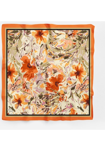 Orange Flower Desen Bandana/fular Çok Renkli