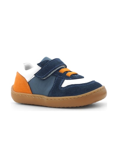 Rakerplus Bob Hakiki Deri Lacivert Beyaz Barefoot Cırtlı Lastikli Bebek Sneaker Ayakkabı Lacivert