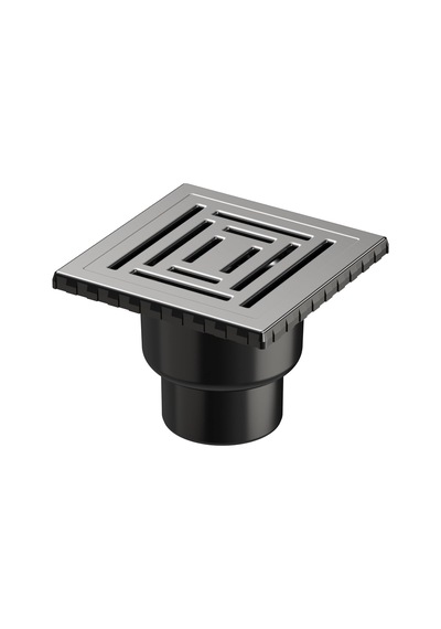 V-flow Kare 5608285 Duş Kanalı, Alttan Çıkışlı, 15x15 Cm, Dk 800 Kapak, Mat Krom 508 Yeşil
