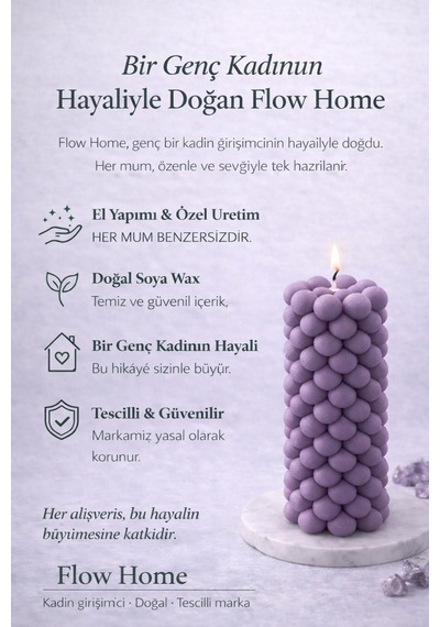 Soya Mum,dekoratif Lüks & El Yapımı Doğal Mum,uzun Yanma Süreli Şık Ev Hediyesi,ev Süsü Mor 360 G Mor