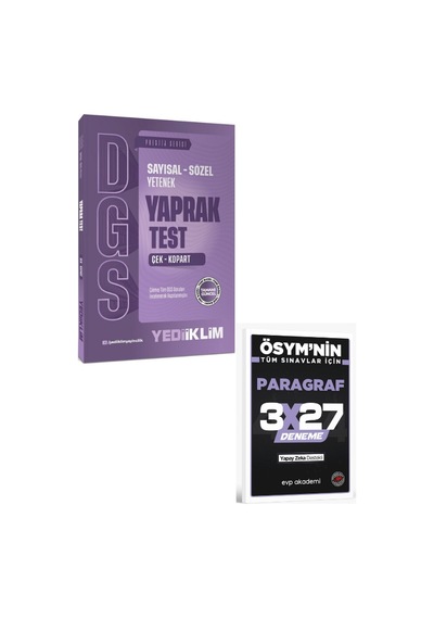 Yediiklim 2027 Dgs Sayısal Sözel Yetenek Çek Kopart Yaprak Test+ Evp Akademi Paragraf