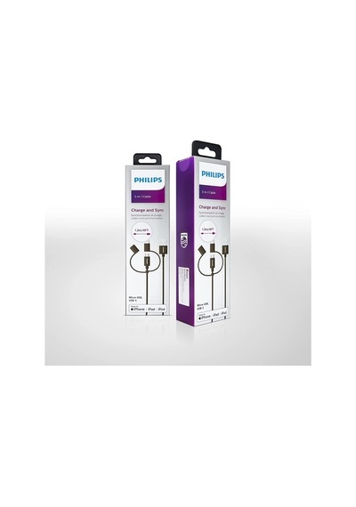 Philips DLC3104T 3in1 Micro USB - Lightining - Type-C Şarj Kablosu 1.2 M