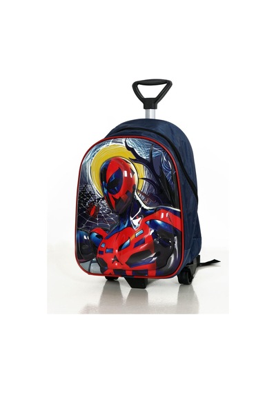 Erkek Çocuk Spiderman Motor Baskılı Çekçekli Anaokulu Kreş Okul Çantası