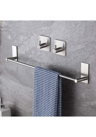 Zift Unique Paslanmaz Çelik Havluluk & 2 Adet Bornoz Askısı - 45cm Havluluk,havlu Askısı Takım,düzenleyici Askı Diğer