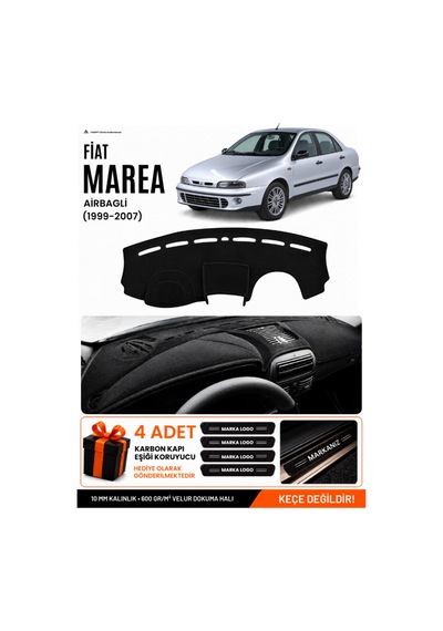 Fıat Marea 1999-2007 Airbagli Uyumlu Torpido Örtüsü, Torpido Kılıfı - Siyah - Fı025
