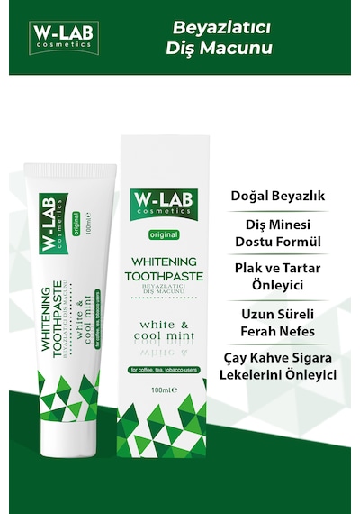 W-Lab Cosmetics Beyazlatıcı Diş Macunu 100 ML