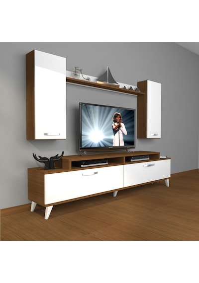Decoraktiv Ekoflex 7 Slm Retro Tv Ünitesi Tv Sehpası Ceviz - Beyaz