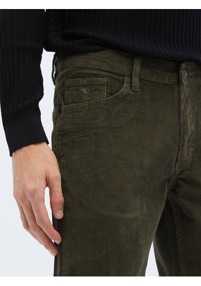 Kip Haki Dokuma Slim Fit Kadife Casual Pamuk Karışımlı Pantolon 406629 Haki