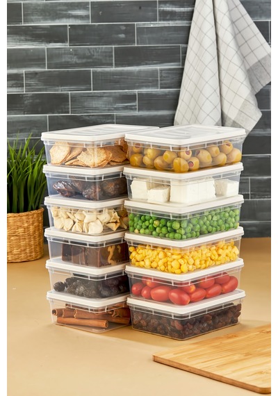 Multi Box 12 Li Set Saklama Kabı Seti - Dondurucu & Mikrodalga Uyumlu Krem