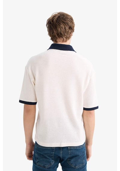 Defacto Dokulu Boxy Fit Polo Tişört F8352ax26sper105 Ekru-er105