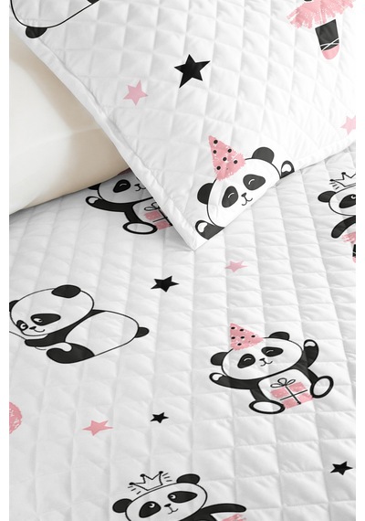 Evimde Bambaşka Panda Pembe Modern Kız Çocuk Pike Takımı-sevimli Siyah Yıldız Bebek Odası Yatak Örtüsü-160x220 CM Evimde Bambaşka Panda Pembe Modern Kız Çocuk Pike Takımı-sevimli Siyah Yıldız Bebek Odası Yatak Örtüsü-160x220 CM