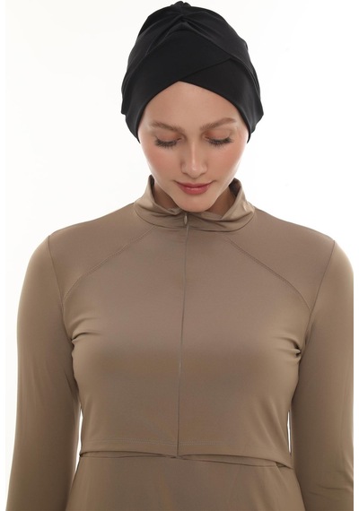 Hürrem Bone Siyah Pratik Hazır Geçmeli Deniz Havuz Bonesi Swimmy Çapraz 2508 01 Siyah