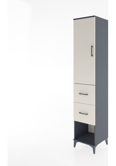 Hyperion Dolap 3 Raflı 2 Çekmeceli Tek Kapaklı 44x44x221 Antr... Antrasit