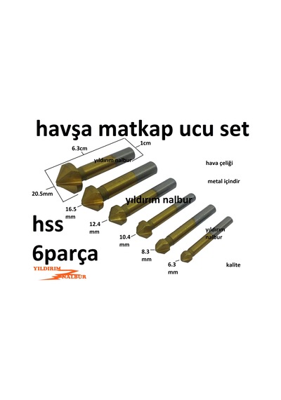 Havşa Matkabı 6 Parça Hss Metal Havşa Açıcı Set Hava Çeliği Hafşa