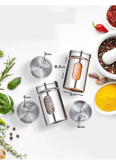 Transformacion Cam+çelik Tuzluk Biberlik Karabiberlik 3 Farklı Delikli 12 Li Set 721946 Diğer