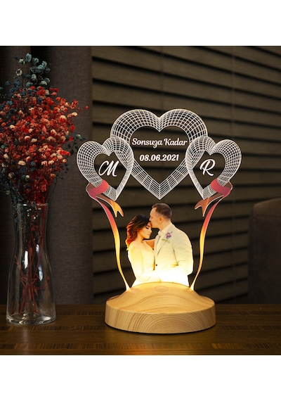 Sevgililere Özel Resimli Yıldönümü Hediyesi, Fotoğraflı Aşk Hediyesi 3D Led Lamba, Fotoğraflı 14 Şubat Sevgililer Günü Hediyesi Gece Lambası