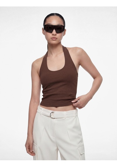 Koton Halter Yaka Kolsuz Pamuklu Crop Bluz Kahverengi 6sal30055ık Kahve Koton Halter Yaka Kolsuz Pamuklu Crop Bluz Kahverengi 6sal30055ık Kahve