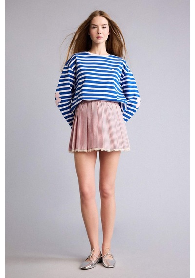 Defacto Pilise Normal Bel Poplin Mini Etek H5542ax26sppn648 Pembe-pn648