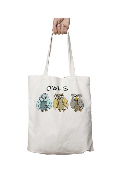 Art Hediye Owls By Logan Baykuşlar İki Tarafı Kalıcı Baskılı Yıkanabilir Okul Plaj Omuz Bez Çantası Çok Renkli
