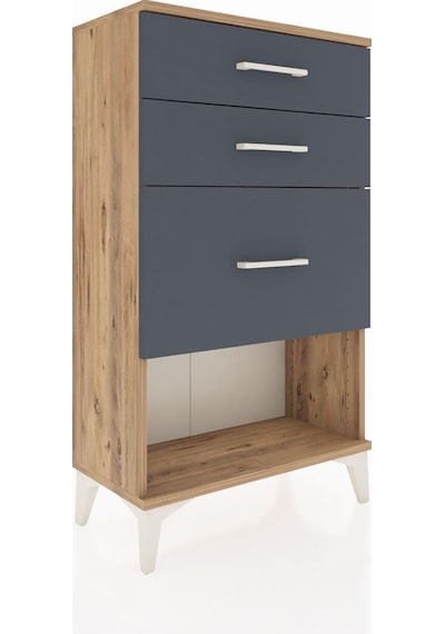 Arges Komodin 3 Çekmeceli 60x30x106 Çam-antrasit Atlas Çam
