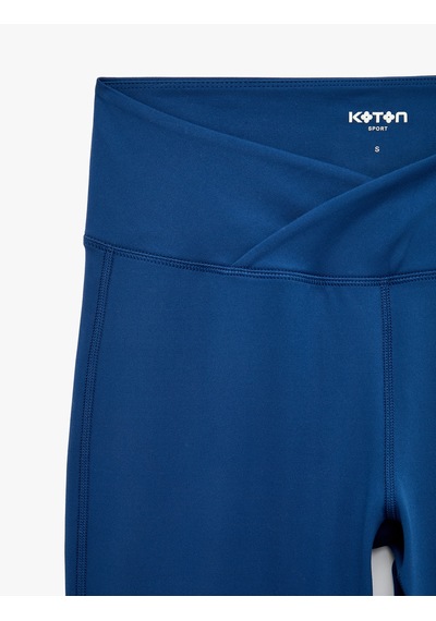 Koton Slim Fit Yüksek Bel İspanyol Paça Spor Tayt Lacivert 7wak40103nk