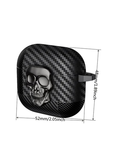 Airpods 4. Nesil Ve Airpods 5. Nesil Uyumlu Karbon Fiber Hybrid Polymer Technology 3d Kuru Kafa Tasarımlı Güvenlik Kilitli Premium Kulaklık Kılıfı Kuru Kafa