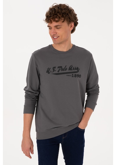 U.S. Polo Assn. Erkek Bisiklet Yaka Regular Fit Gri İnce Sweatshirt 50316315-VR024
