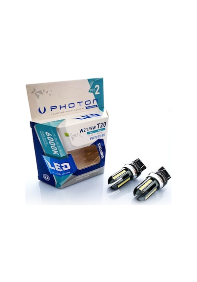 Photon T20 Çift Duy Beyaz Led Oto Ampul W21 5W Ph7215Ex