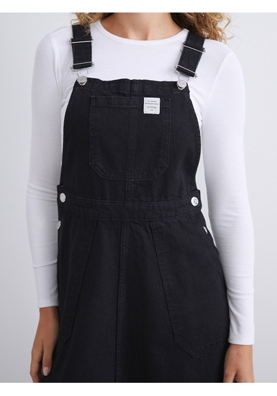 Lcw Modest Siyah Kare Yaka Jean Salopet Elbise
