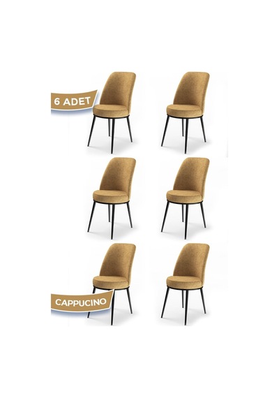 Canisa Concept Dexa Serisi 6 Cappucino Mutfak Sandalyesi Ayaklar Siyah Cappucino