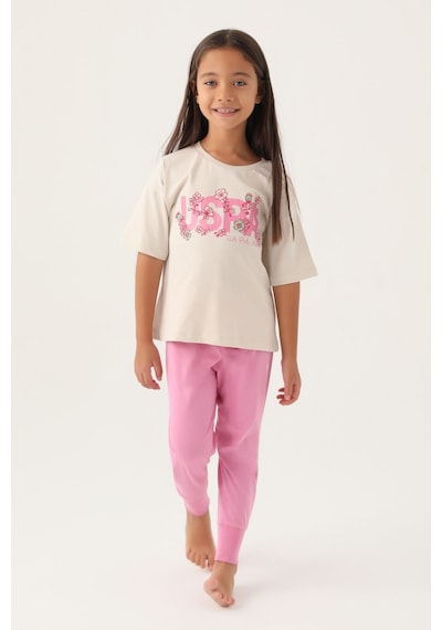 U.s. Polo Assn Lisanslı Daisy Bej Kız Çocuk Pijama Takımı 5274-43085 Bej