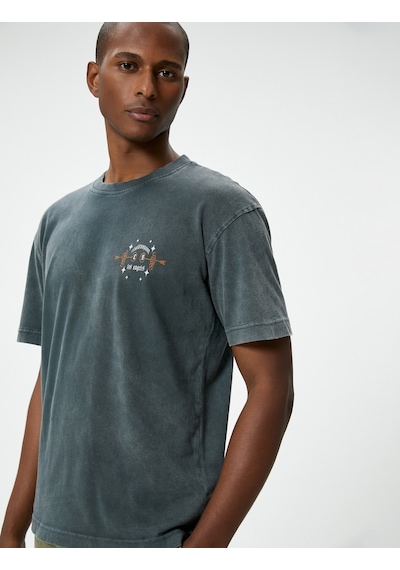Koton Oversize Tişört Arkası Baskılı Yıkamalı Bisiklet Yaka Antrasit 4Sam10248Hk Antrasit Koton Oversize Tişört Arkası Baskılı Yıkamalı Bisiklet Yaka Antrasit 4Sam10248Hk Antrasit