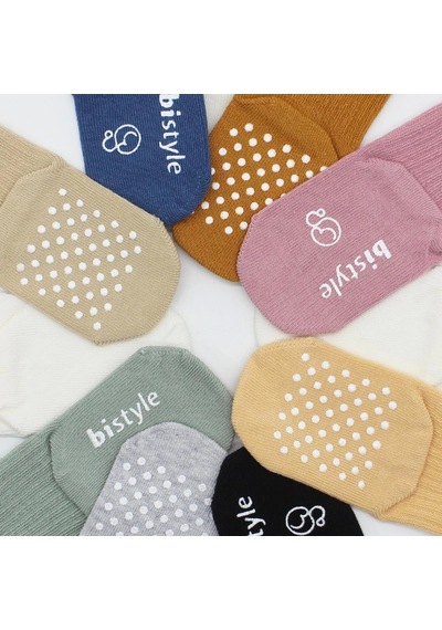 Bistyle Basic Kaymaz Penye Soket Çorap 3'lü Bs10107 Siyah Ekru Gri Siyah Ekru Gri Siyah - Ekru - Gri