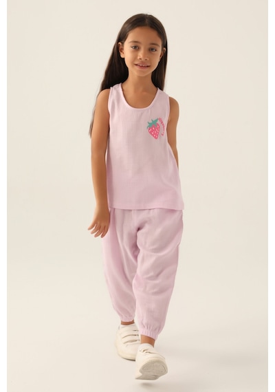 Rolypoly Zero Arm Mor Kız Çocuk Pijama Takımı 5274-42951 Rose