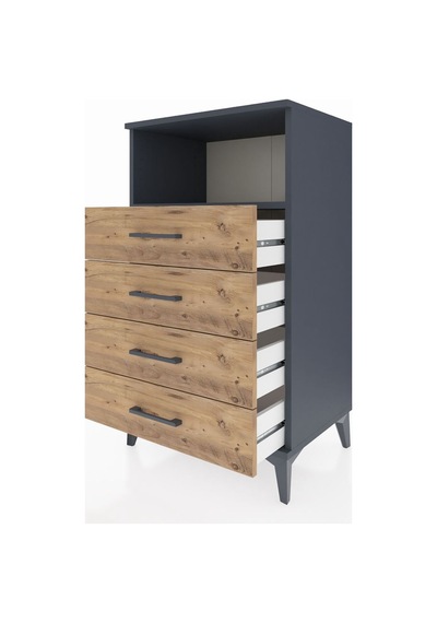 Hyperion Komodin Tek Raflı 4 Çekmeceli 60x44x106 Antrasit-çam Antrasit
