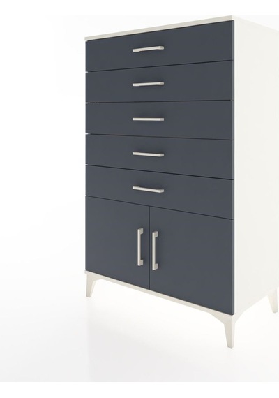 Hyperion Dolap 5 Çekmeceli 2 Kapaklı 88x44x134 Aytaşı-antrasit Aytaşı