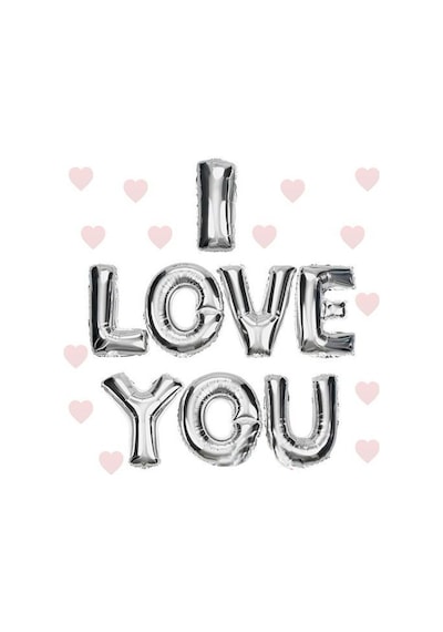 Zvnm I Love You Folyo Balon Gümüş Renk 35 Cm Zcv12 Çok Renkli