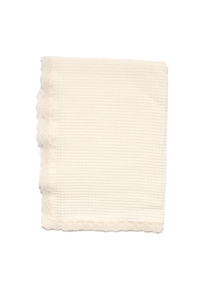 Unisex Ekru Dantelli Pike Battaniye 105 120 Cm Çok Renkli