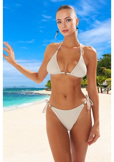 Ersefa Tasarım Bikini Takımı Uv Korumalı Klora Dayanıklı Su Sporları İçi Bej