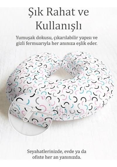 Modern Çizgili Pamuklu Boyun Yastığı - Pastel Renkli Minimal Desen Seyahat Yastığı Doygun Okyanus Terrakota