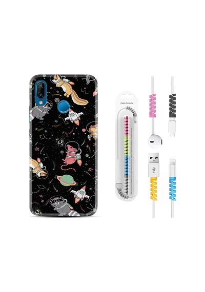 Huawei P20 Lite Kılıf Kablo Koruyuculu Planet Animals 1771