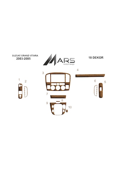 Suzuki Grand Vitara Torpido Kaplama 2003-2005 10 Parça Açık Meşe