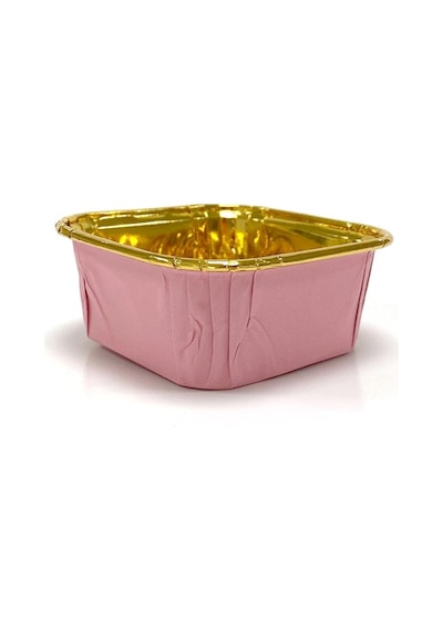Dolphin Muffin Kare Kağıt Pembe Altın Cupcake Kek Kalıbı Kapsülü Kabı - 25 Adetlik 1 Paket Renkli