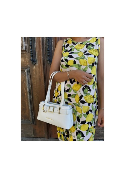 Just Polo Kadın Gold Aksesuarlı Kemer Detaylı Şık El Çantası Shopper Ebat : 14 X 30 Cm Beyaz