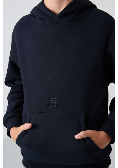 Tommylife Tommy Life Lacivert Pamuklu Kalın İçi Tüylü Yumuşak Dokulu Standart Fit Baskılı Erkek Çocuk Sweatshirt - 11215 Lacivert