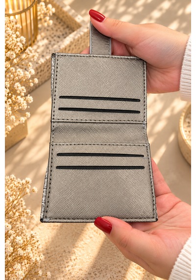 Elpida Bags Kadın Parıltılı Çok Bölmeli Çıtçıtlı Kartlık & Cüzdan