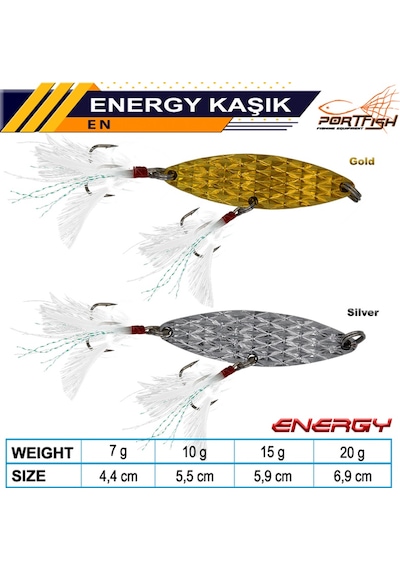 Portfish Energy Kaşık Çift İğne 20 Gr Silver